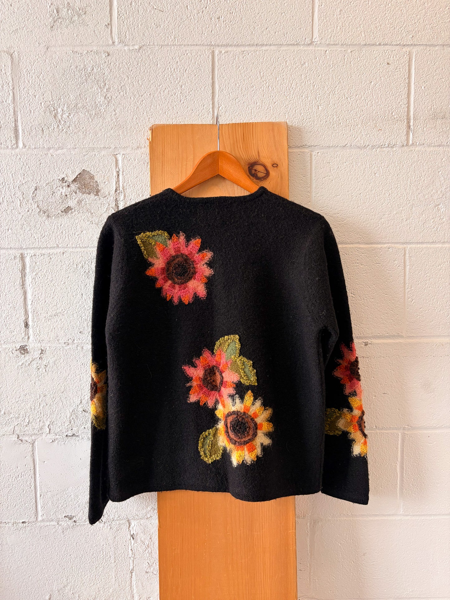 Black Sunflower Embroidered Cardigan : M