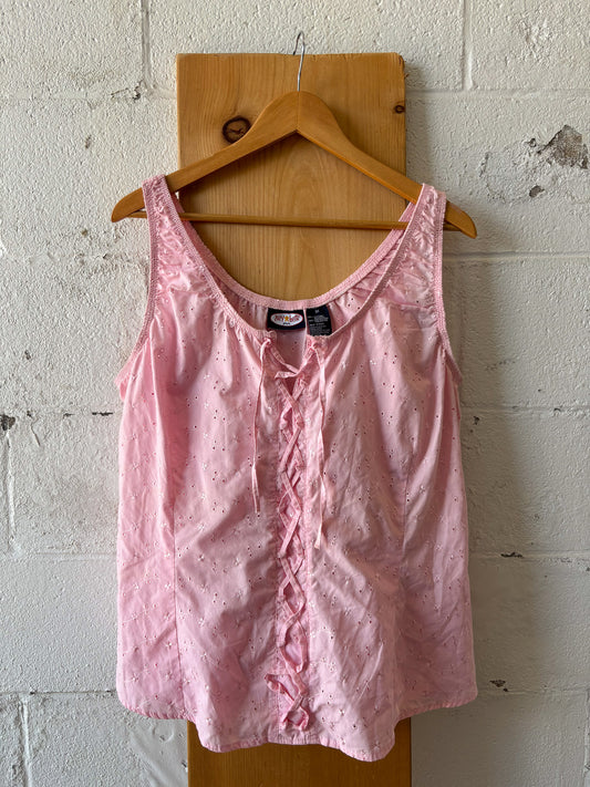 Pink Eyelet Tank : 2X