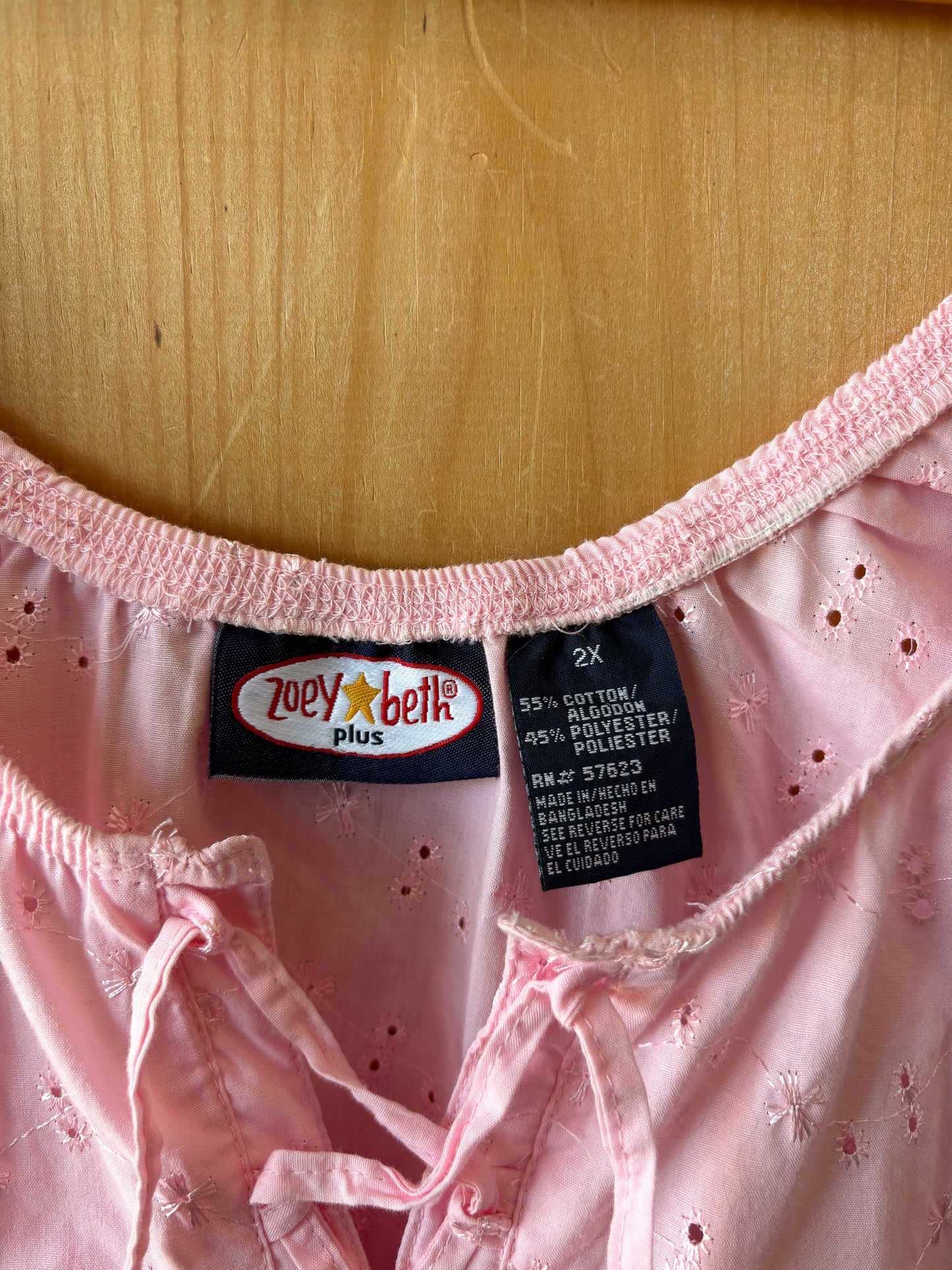 Pink Eyelet Tank : 2X