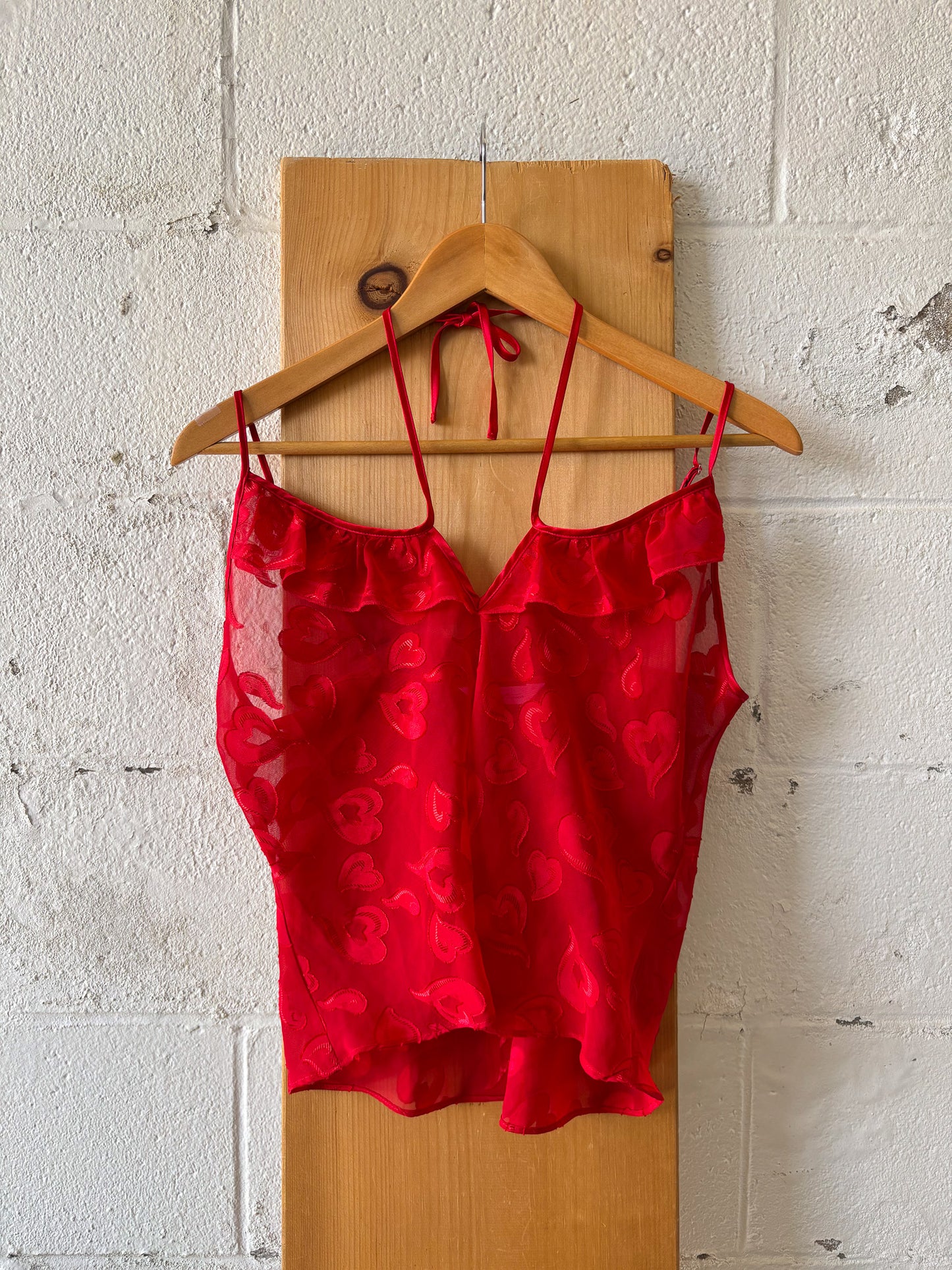 Sheer Red Hearts Halter Top : S/M