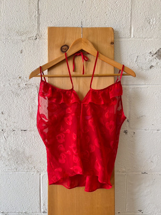 Sheer Red Hearts Halter Top : S/M