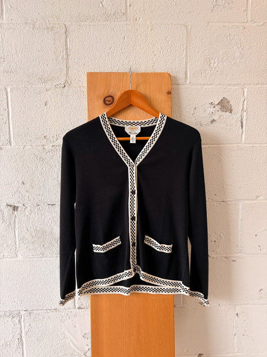 Checkered Trim Cardigan : S