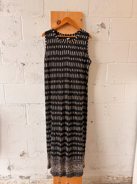 Vtg Black & Tan Maxi Dress : 18