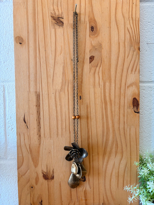 Bronze Tone Floral Pendant Necklace