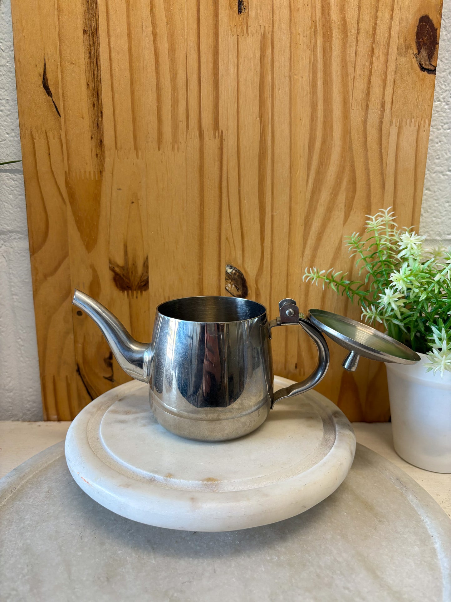 Vtg Mini Stainless Kettle