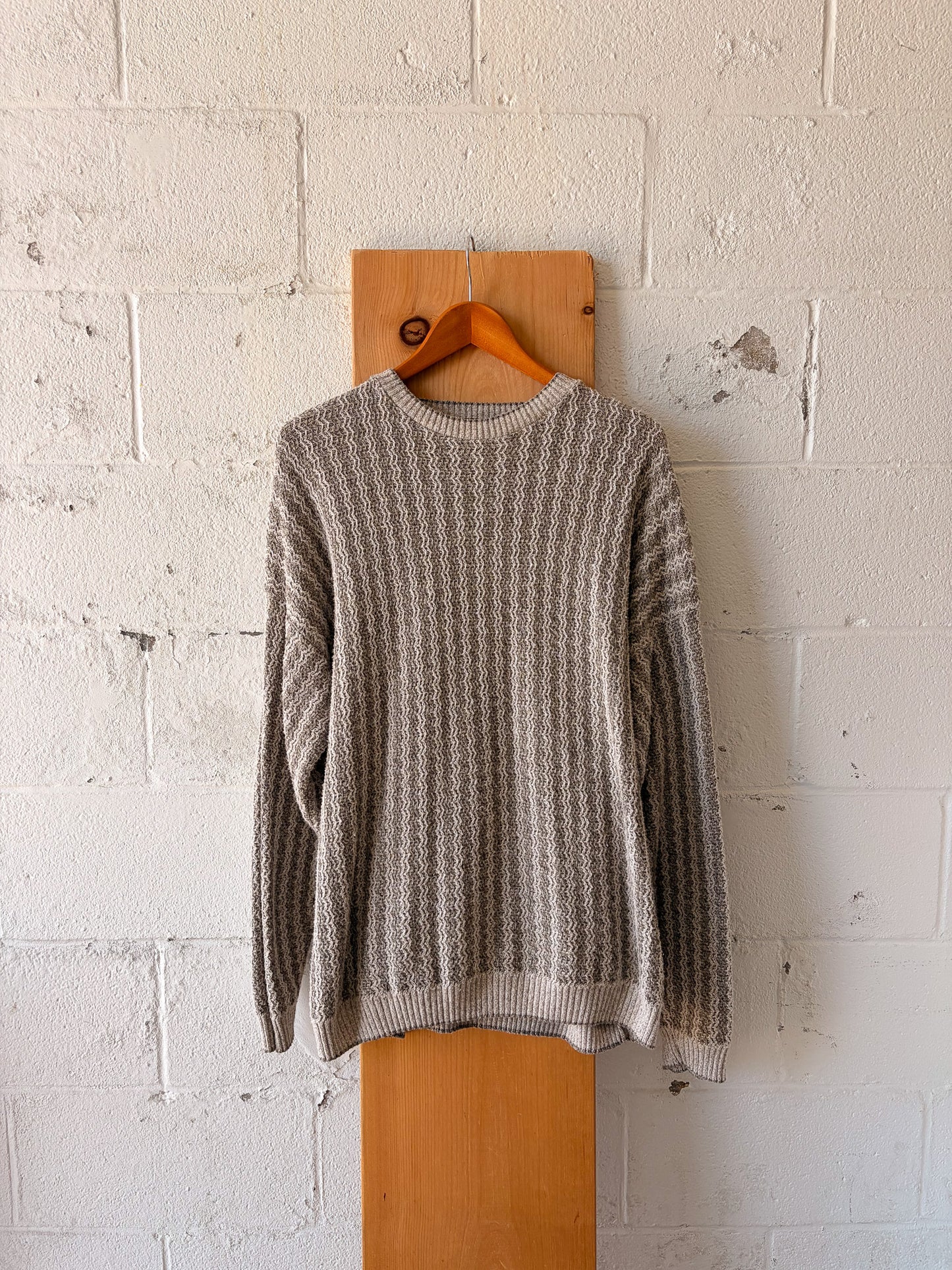Vtg Striped Oatmeal Sweater : XL