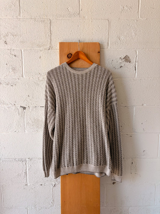 Vtg Striped Oatmeal Sweater : XL