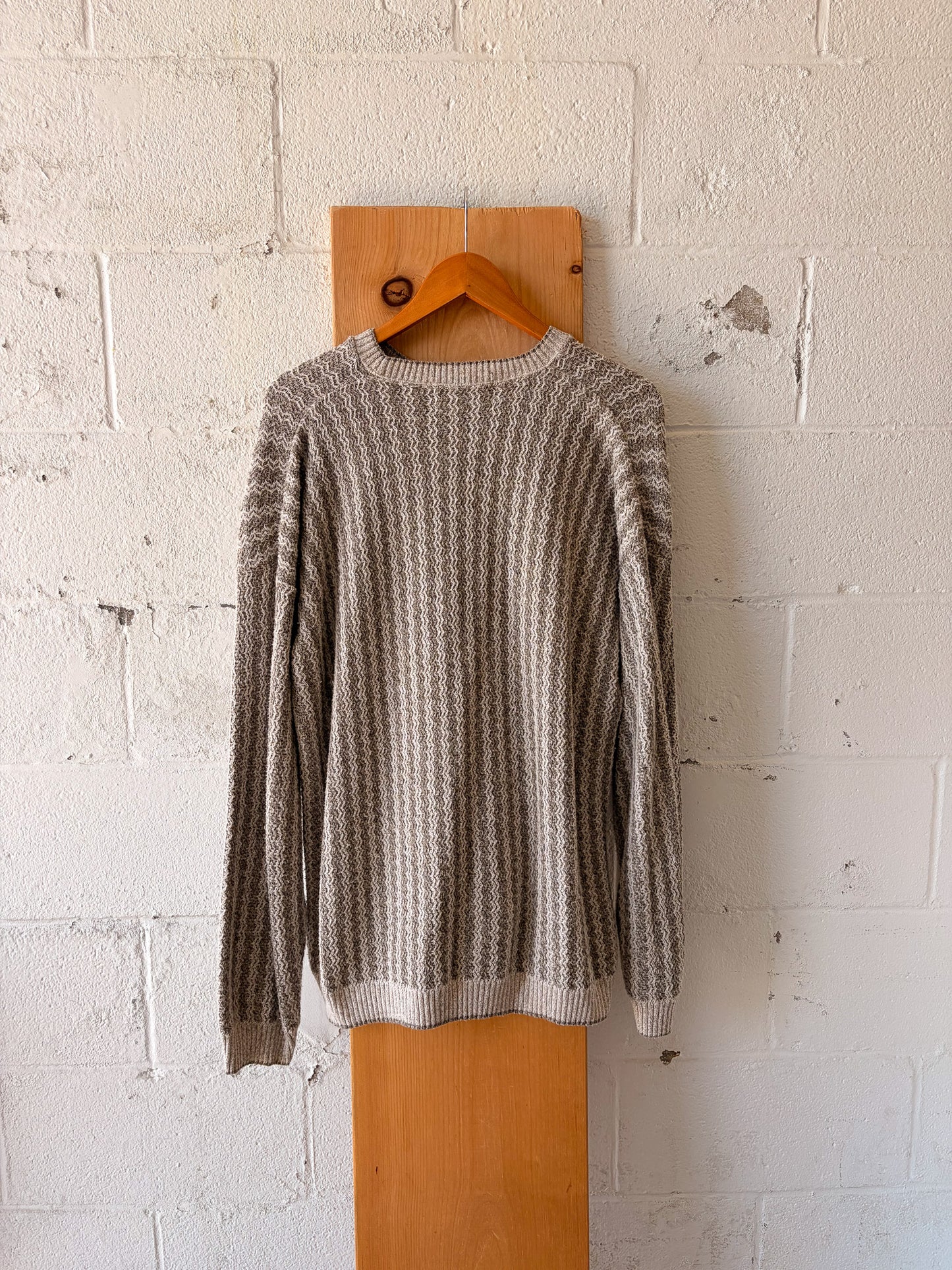 Vtg Striped Oatmeal Sweater : XL
