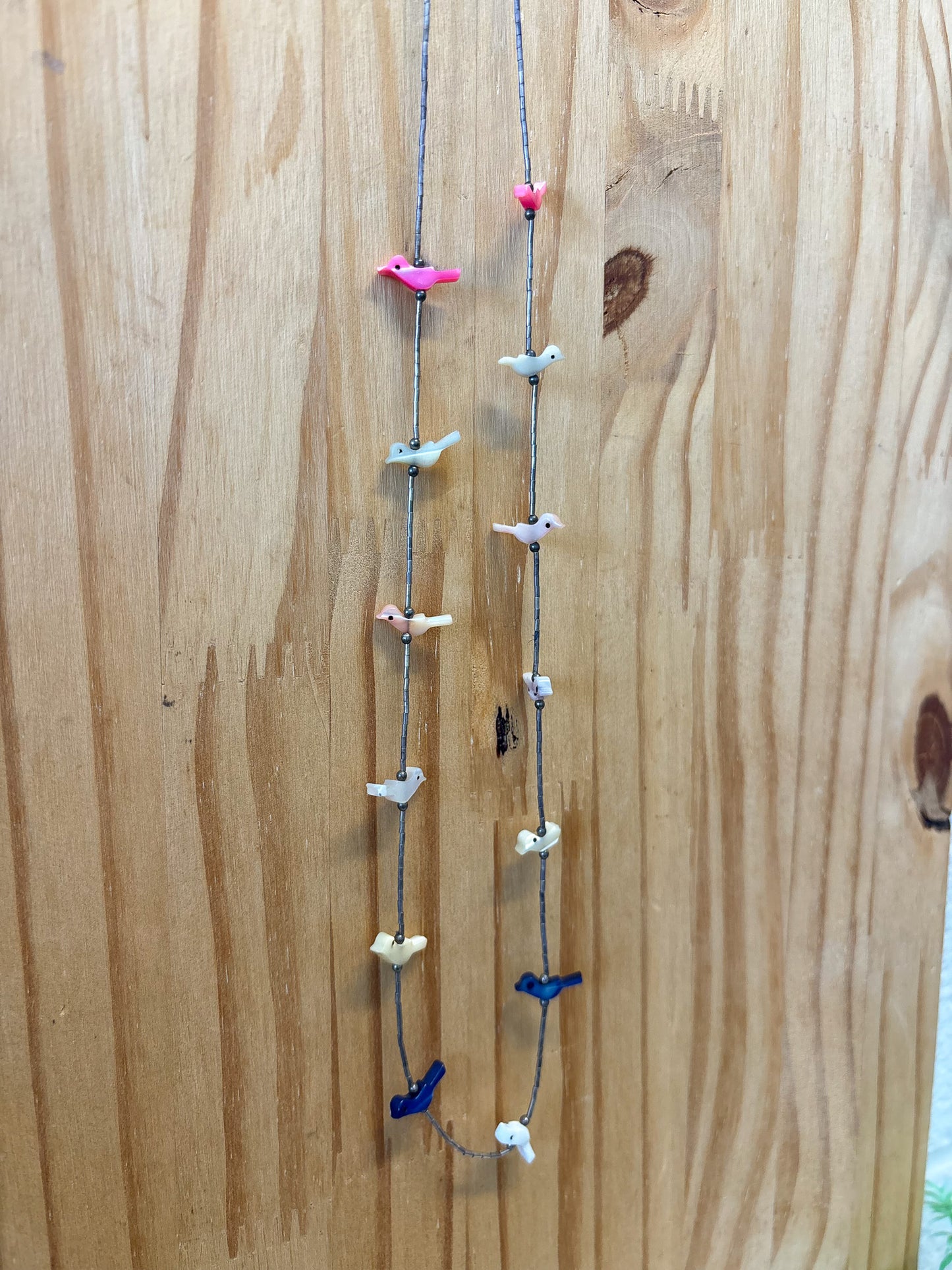 Vtg Colorful Bird Necklace