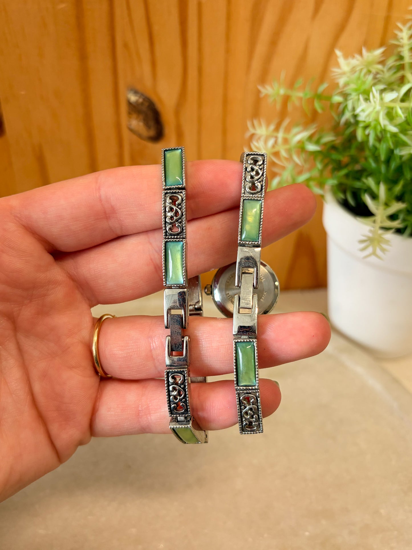 Green Detailed Watch & Bracelet Set (Untested)