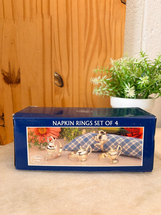 Vtg Andrea by Sadek Teacup Napkin Ring Set of 4