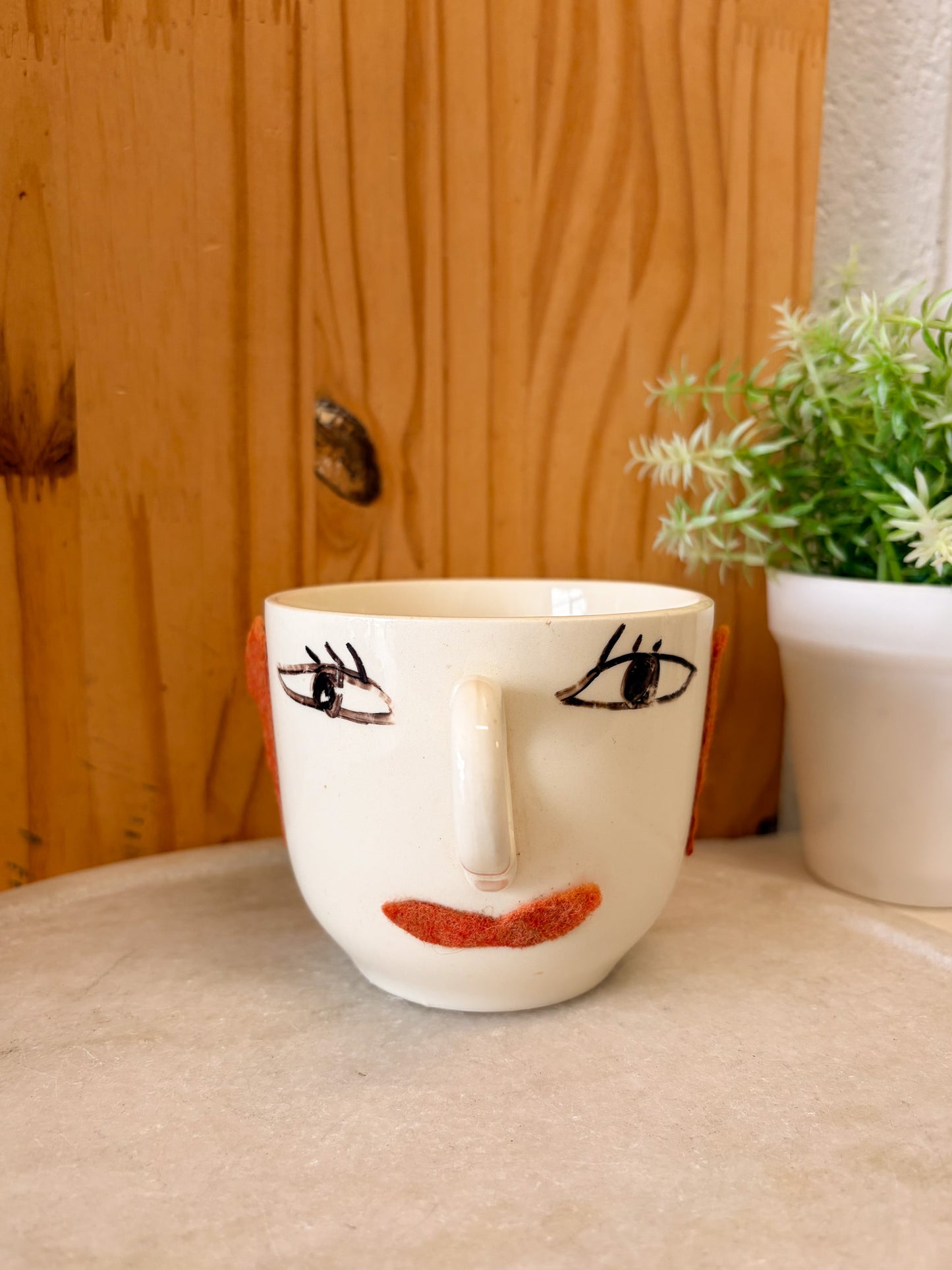 Vtg Hand Painted Face Mug with Ears (Local Pick Up Only)
