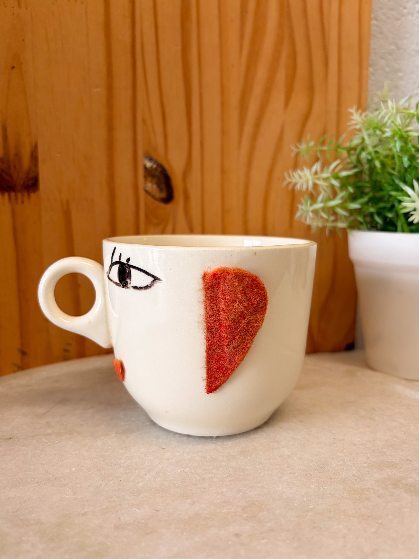 Vtg Hand Painted Face Mug with Ears (Local Pick Up Only)