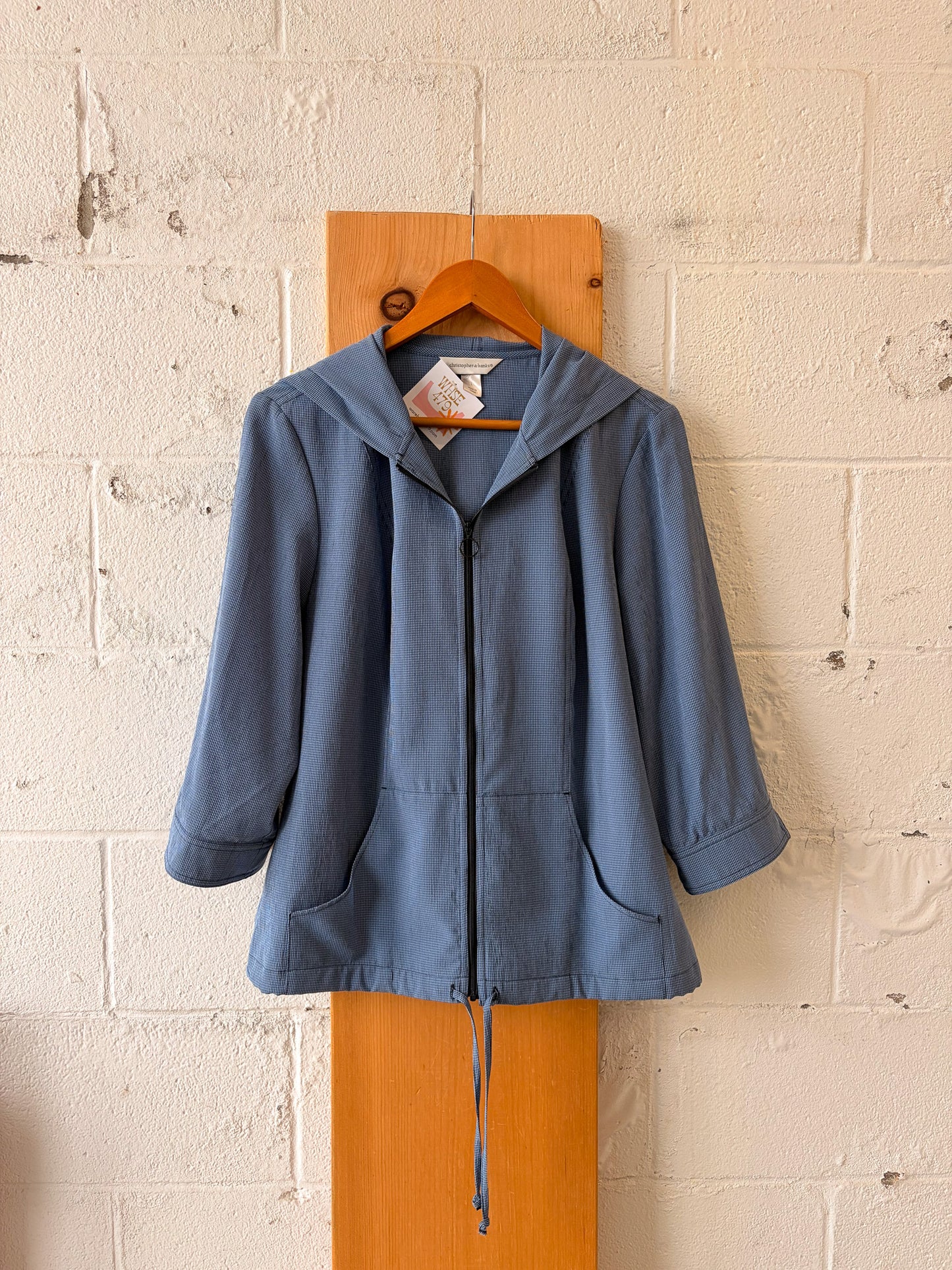 Blue Checkered Zip Up Hoodie : L