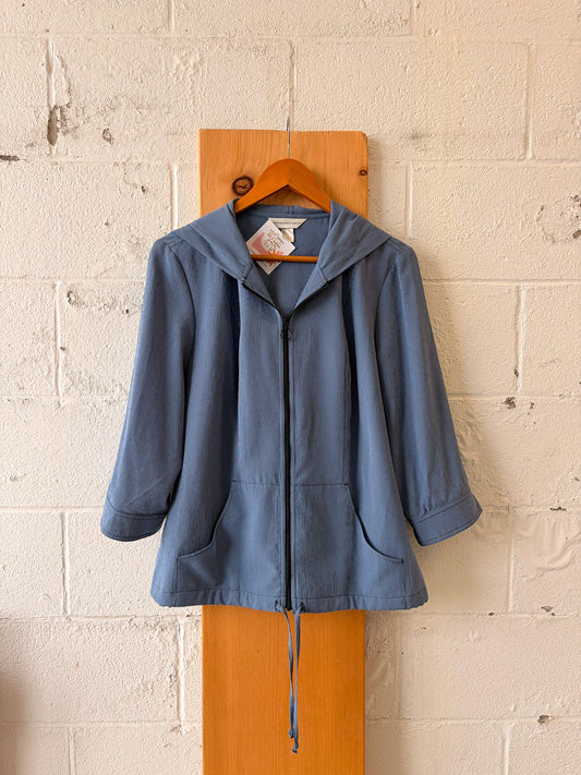 Blue Checkered Zip Up Hoodie : L