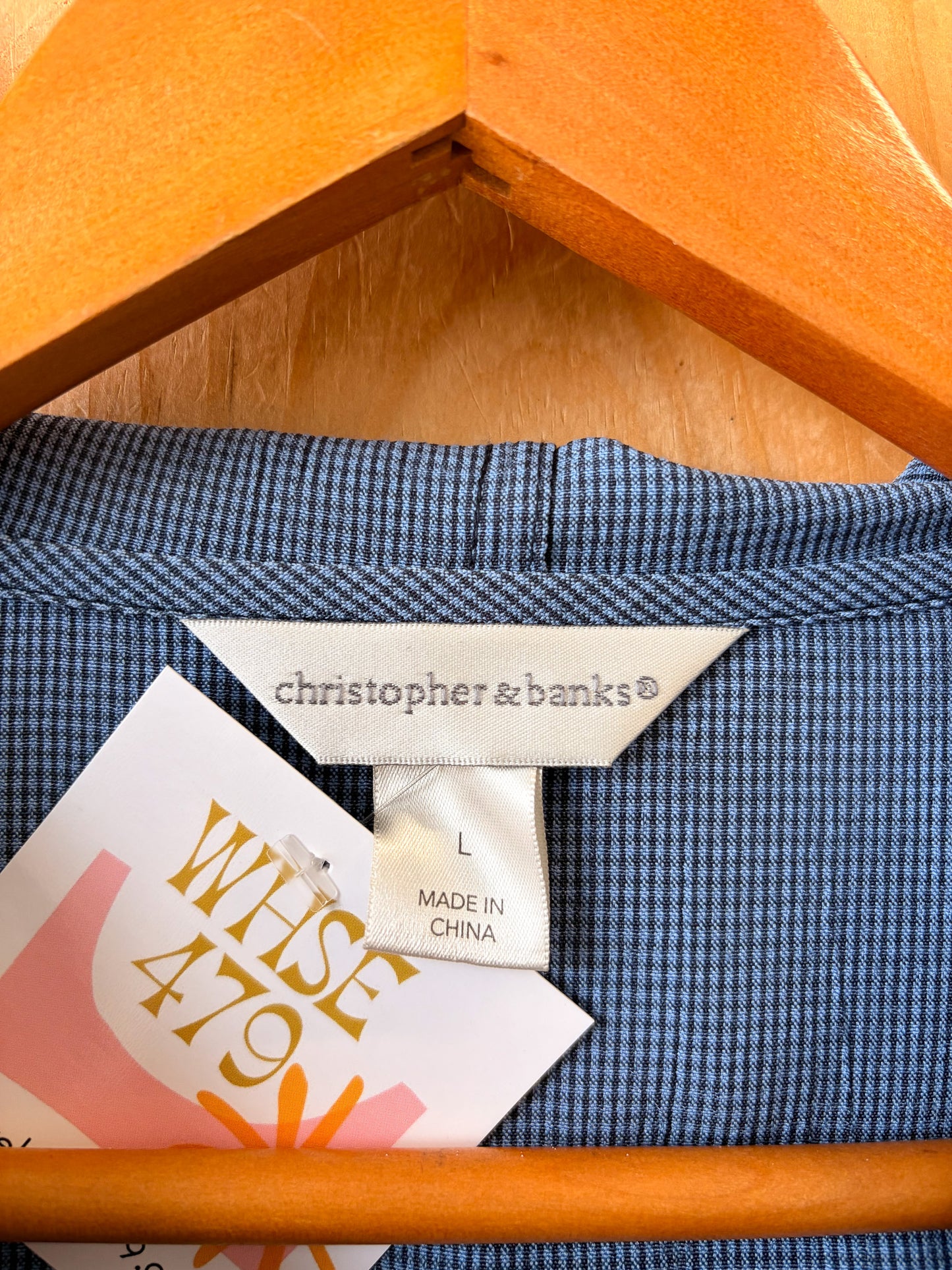 Blue Checkered Zip Up Hoodie : L