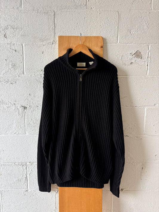 Black Zip Up Sweater : XL