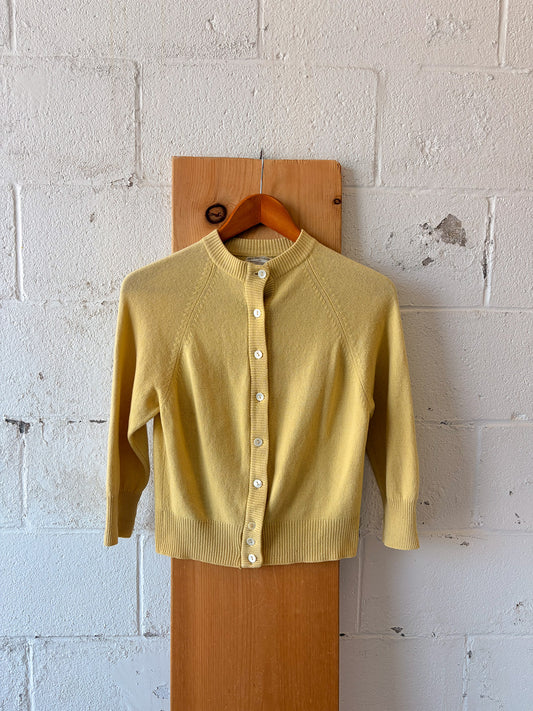 Vtg Neiman Marcus Yellow Cashmere Cardigan : S/M