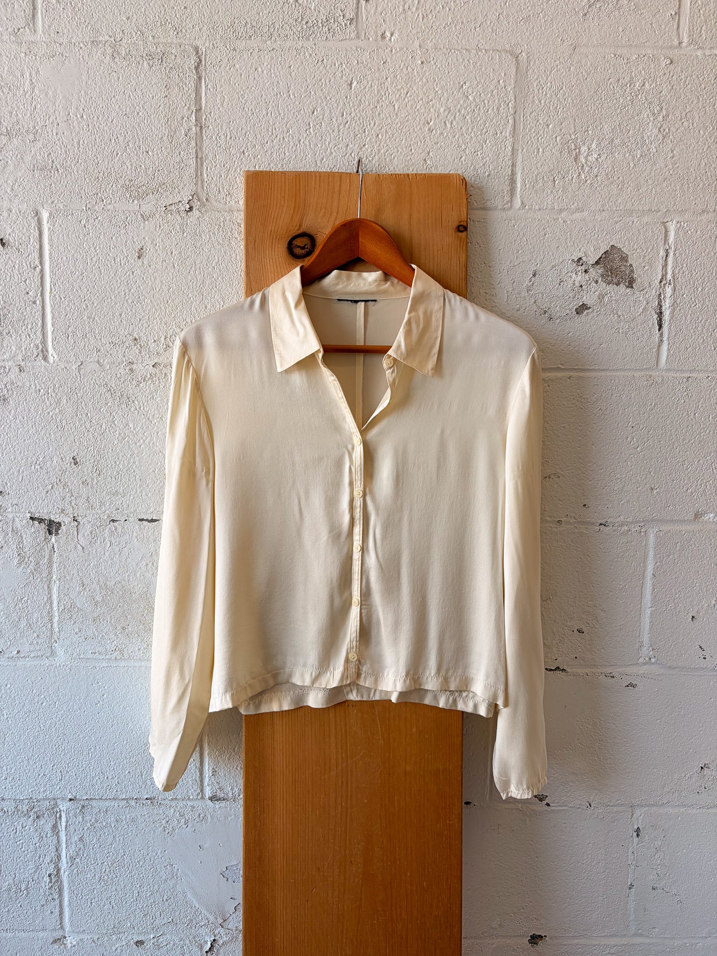 Beige Button Up Blouse : M