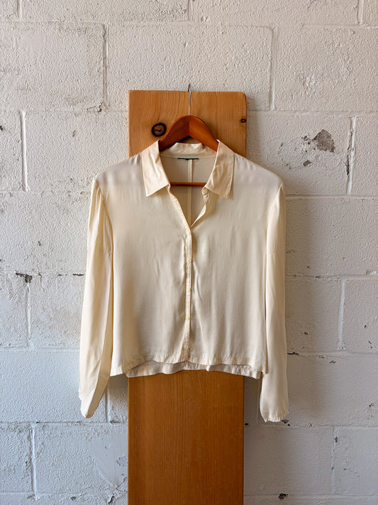 Beige Button Up Blouse : M