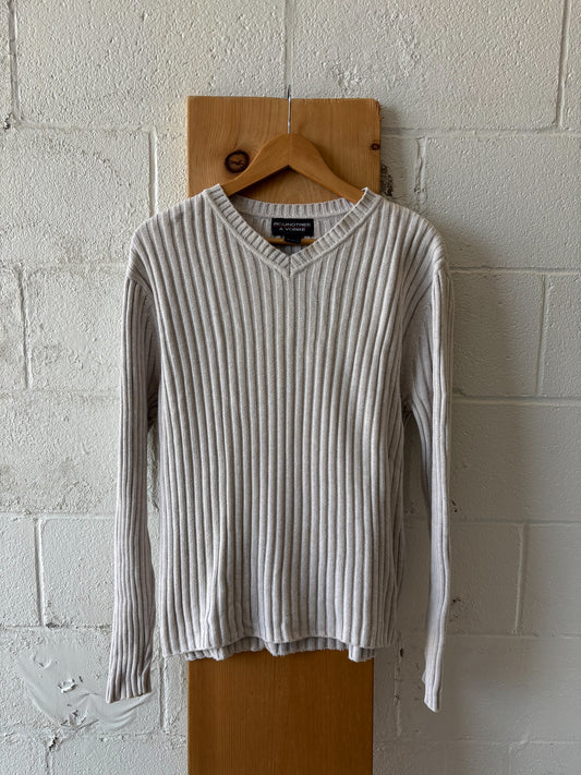 Vtg Ribbed V-Neck Sweater : M