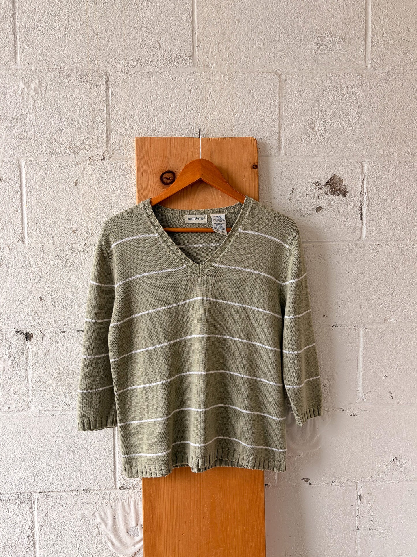 Striped Sage Green Sweater : M
