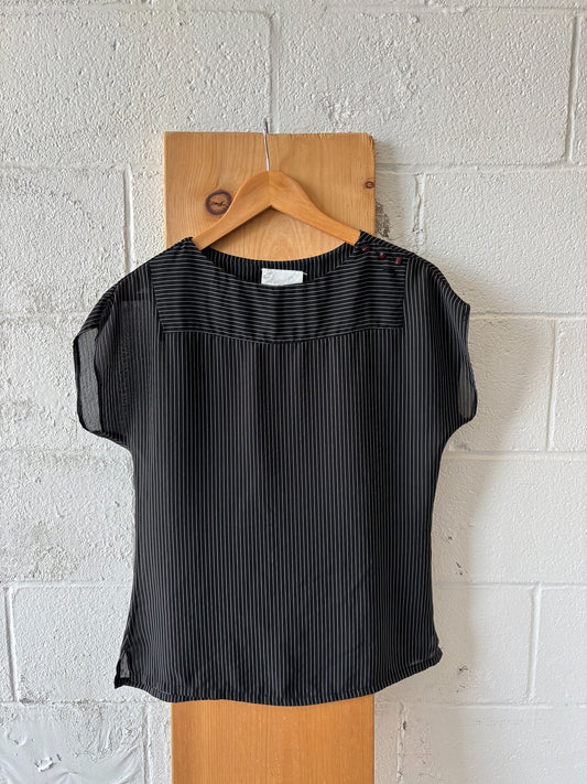 Vtg Striped Semi Sheer Top : S/M