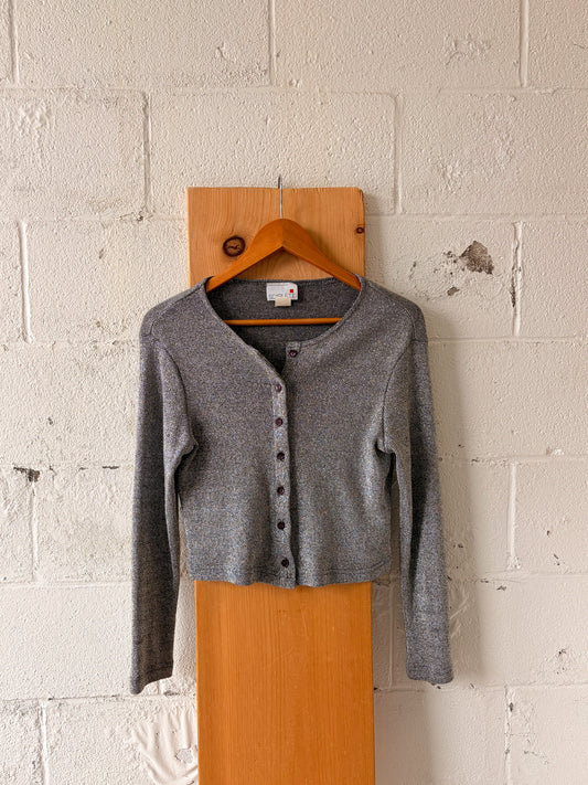 Vtg Silver Sparkly Cardigan : S/M