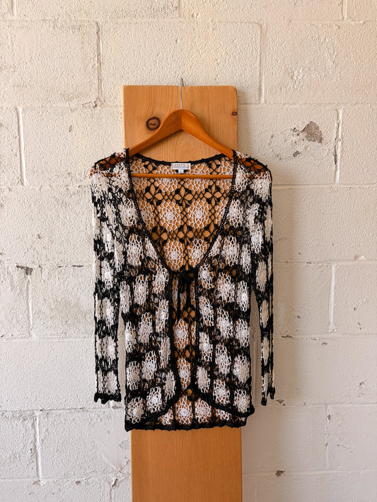 Black & White Crochet Cardigan : L