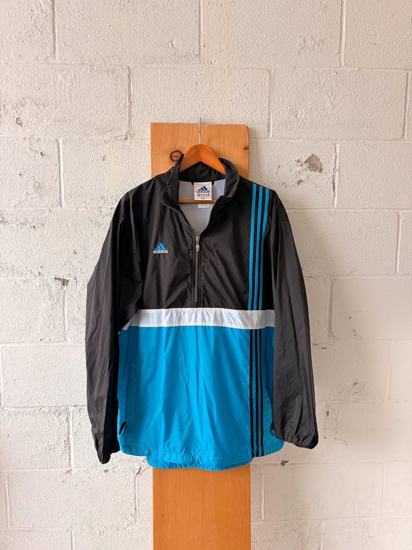 Vtg Adidas Quarter Zip Windbreaker : XL