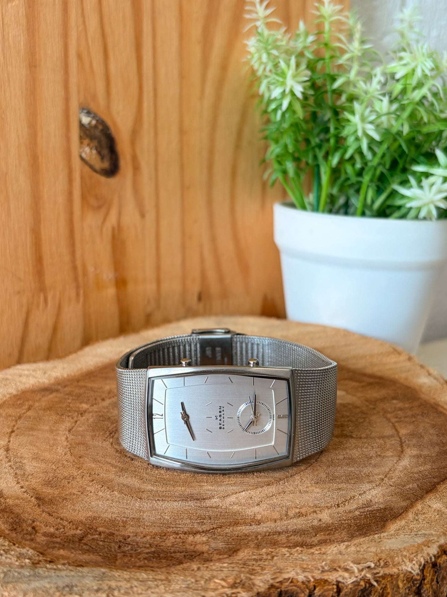 Skagen Dual-Time Stainless Steel Mesh Watch (Untested)