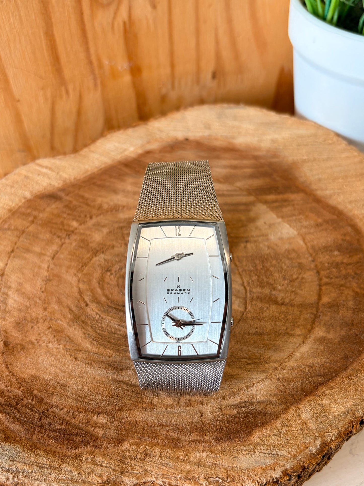 Skagen Dual-Time Stainless Steel Mesh Watch (Untested)