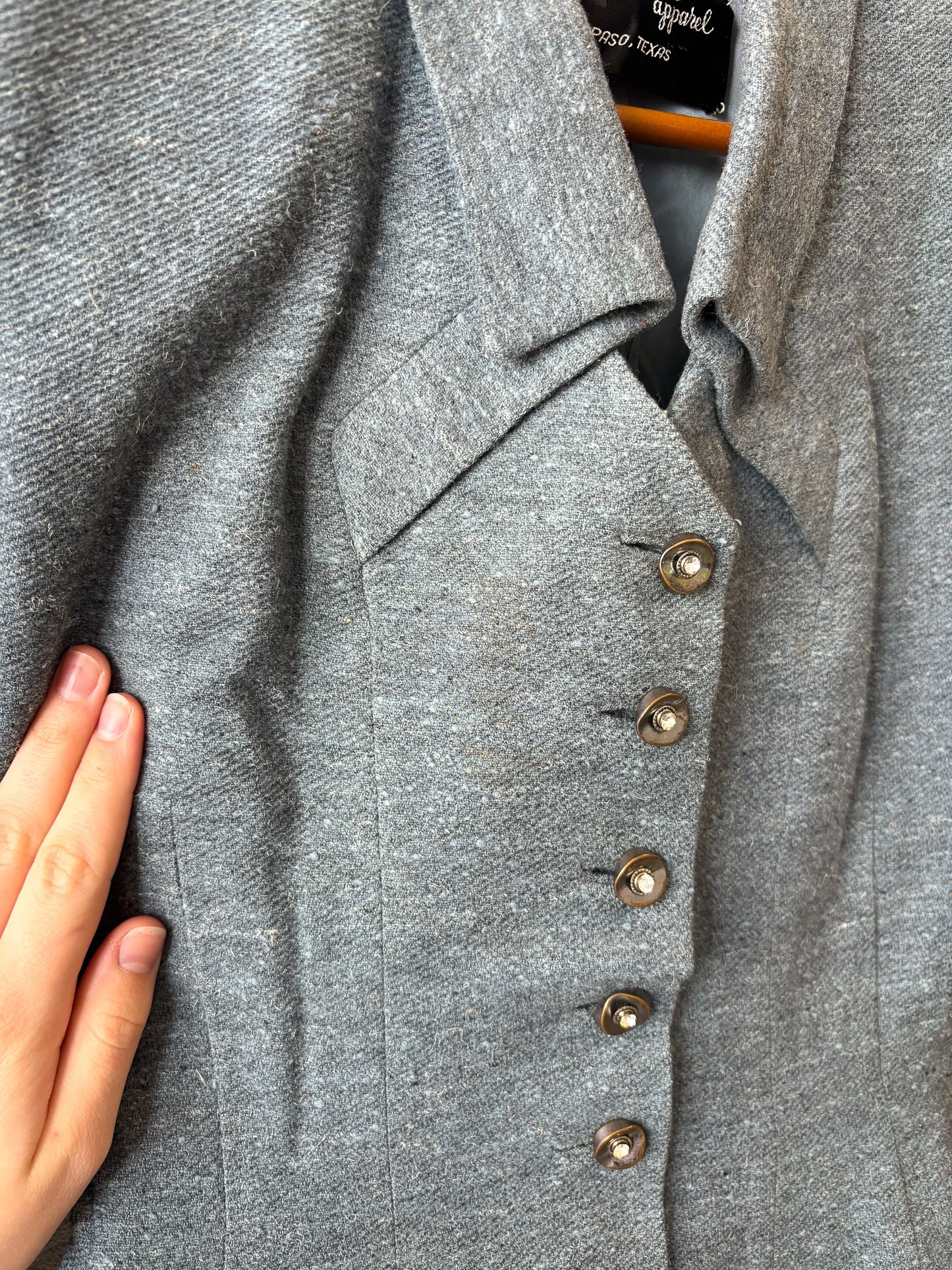 Vtg Gray Skirt & Blazer Set : S/M