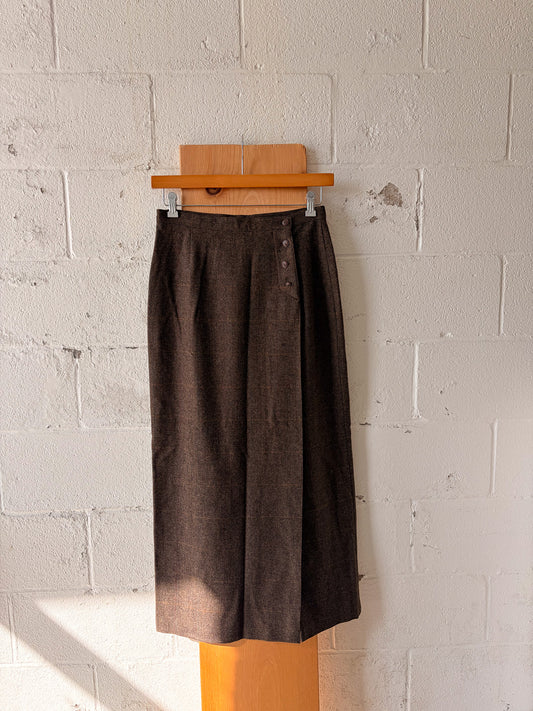 Vtg Brown Wrap Style Skirt : 12