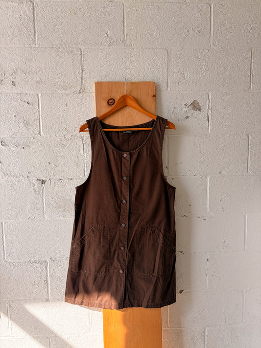 Vtg Brown Cotton Jumper : L