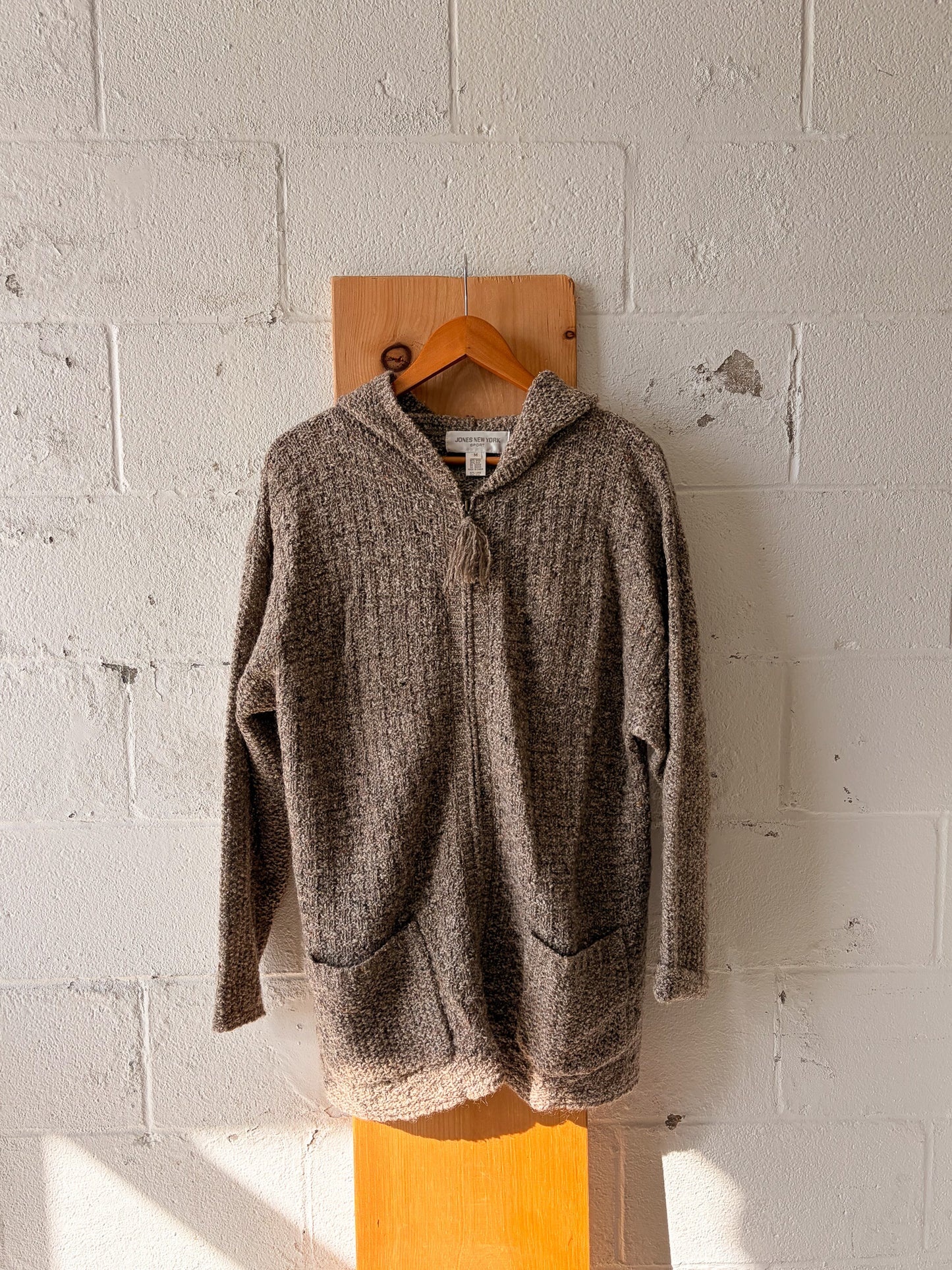 Hooded Wool Blend Zip Up Sweater : L