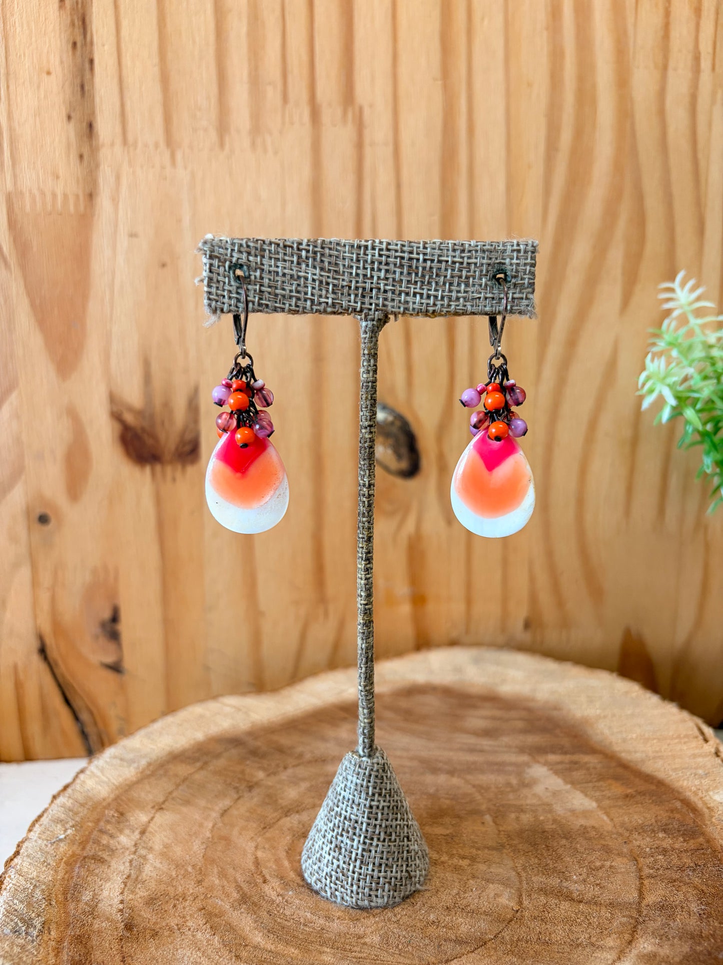 Beaded Pink Sunset Earrings