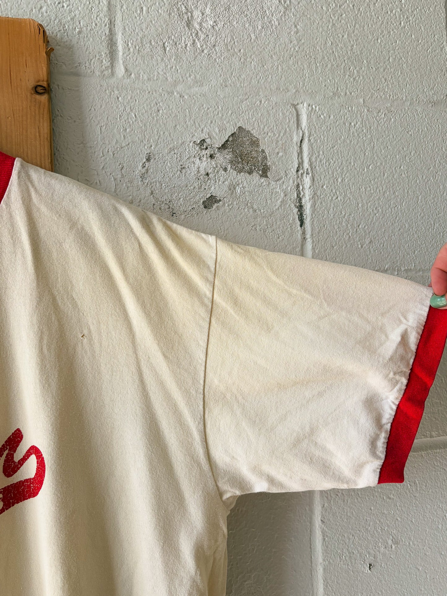 Vtg Distressed Trojan Hoops Tee : XL