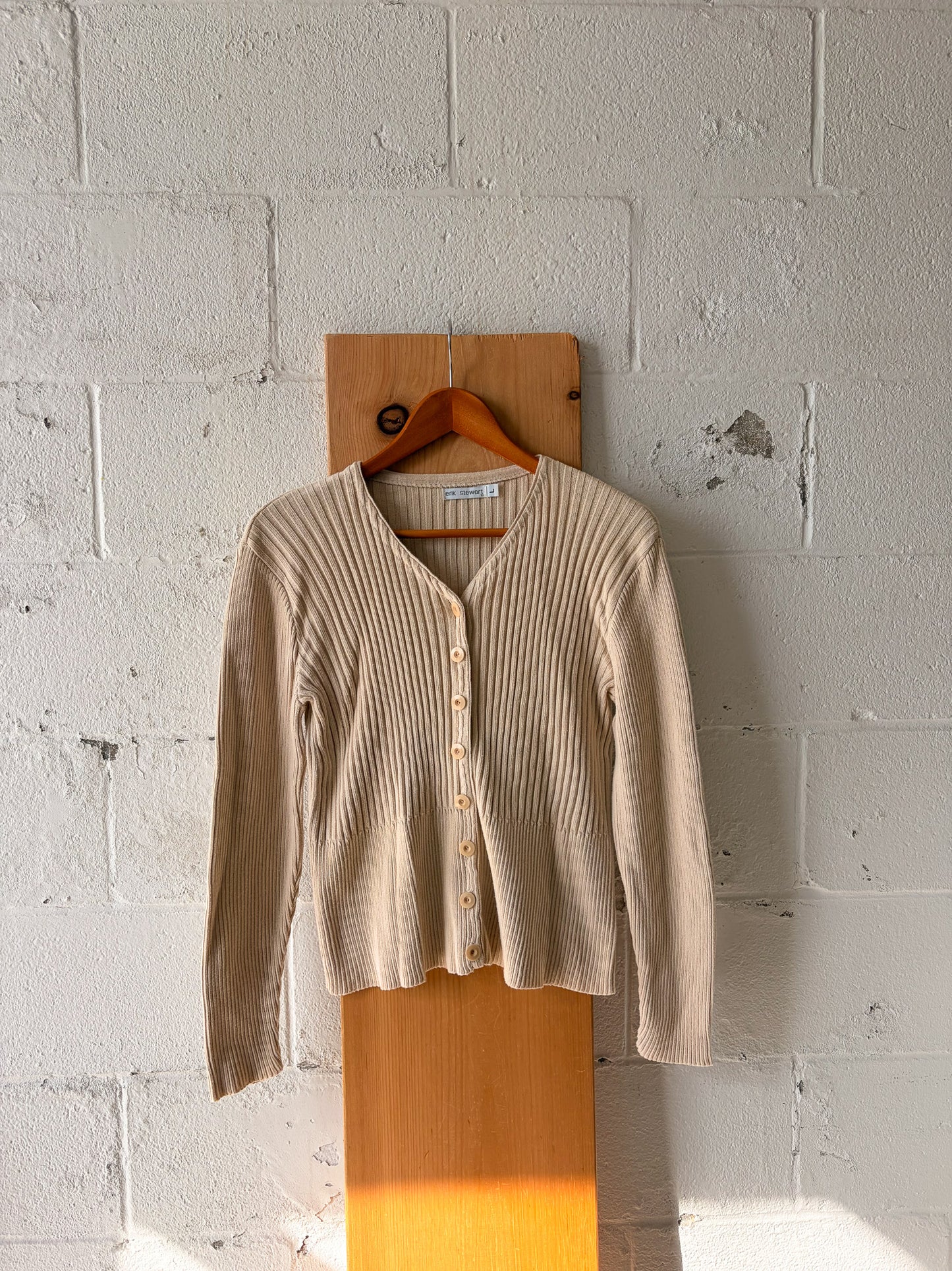 Ribbed Cream Cardigan : L