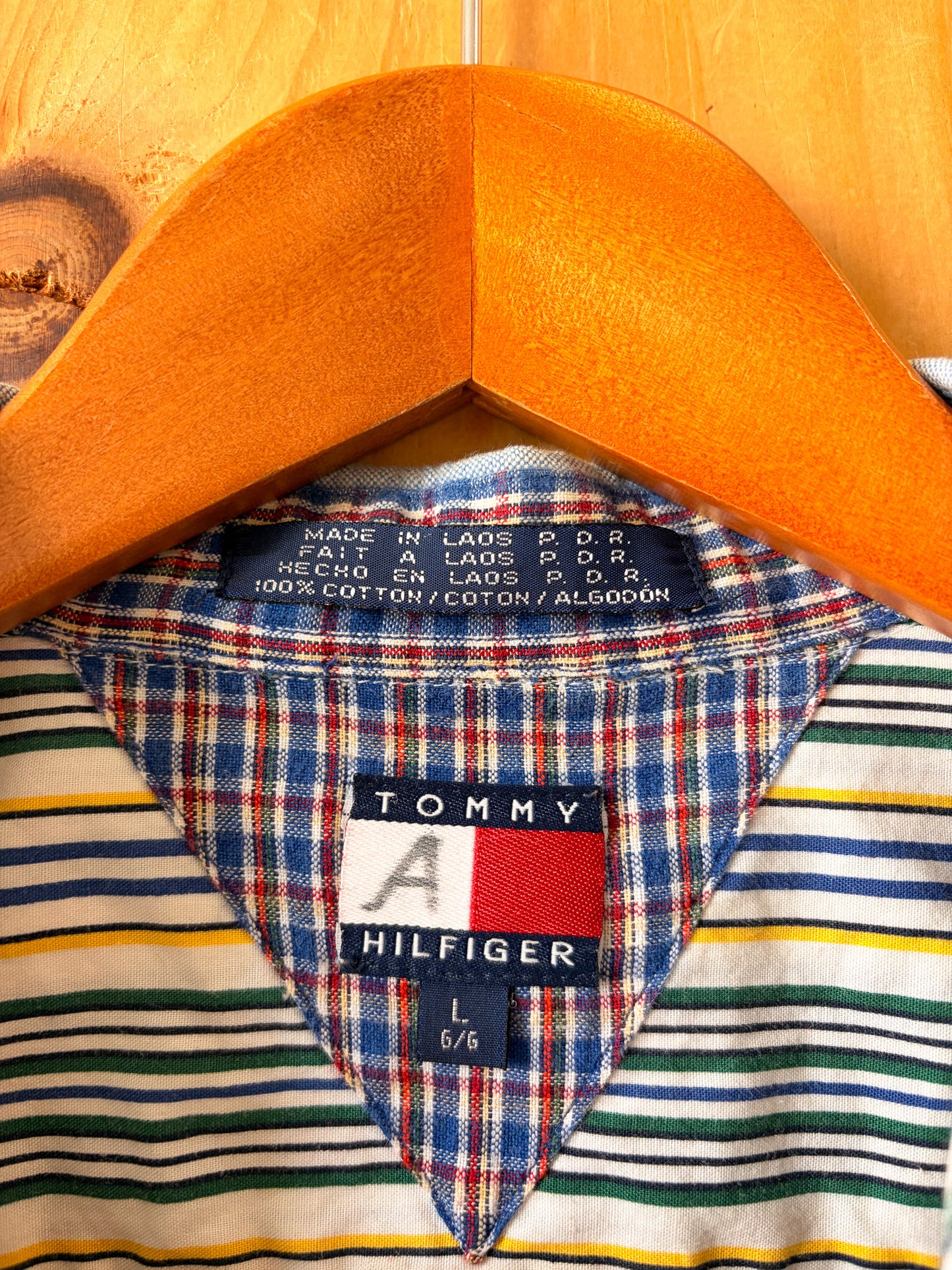 Vtg Striped Tommy Hilfiger Button Up : L