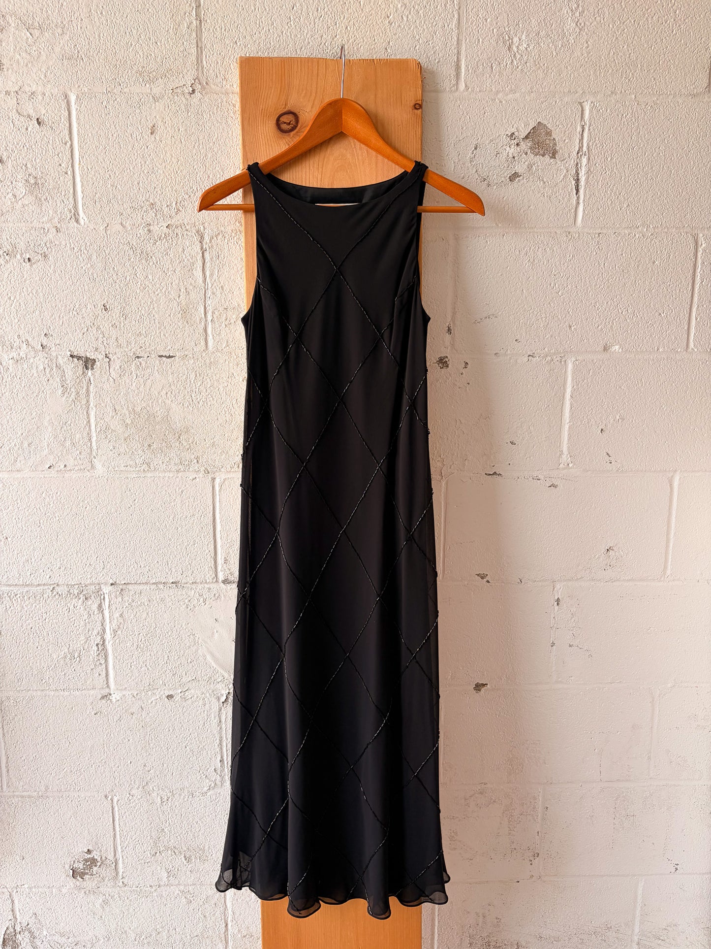 Vtg Beaded Black Dress : 12P