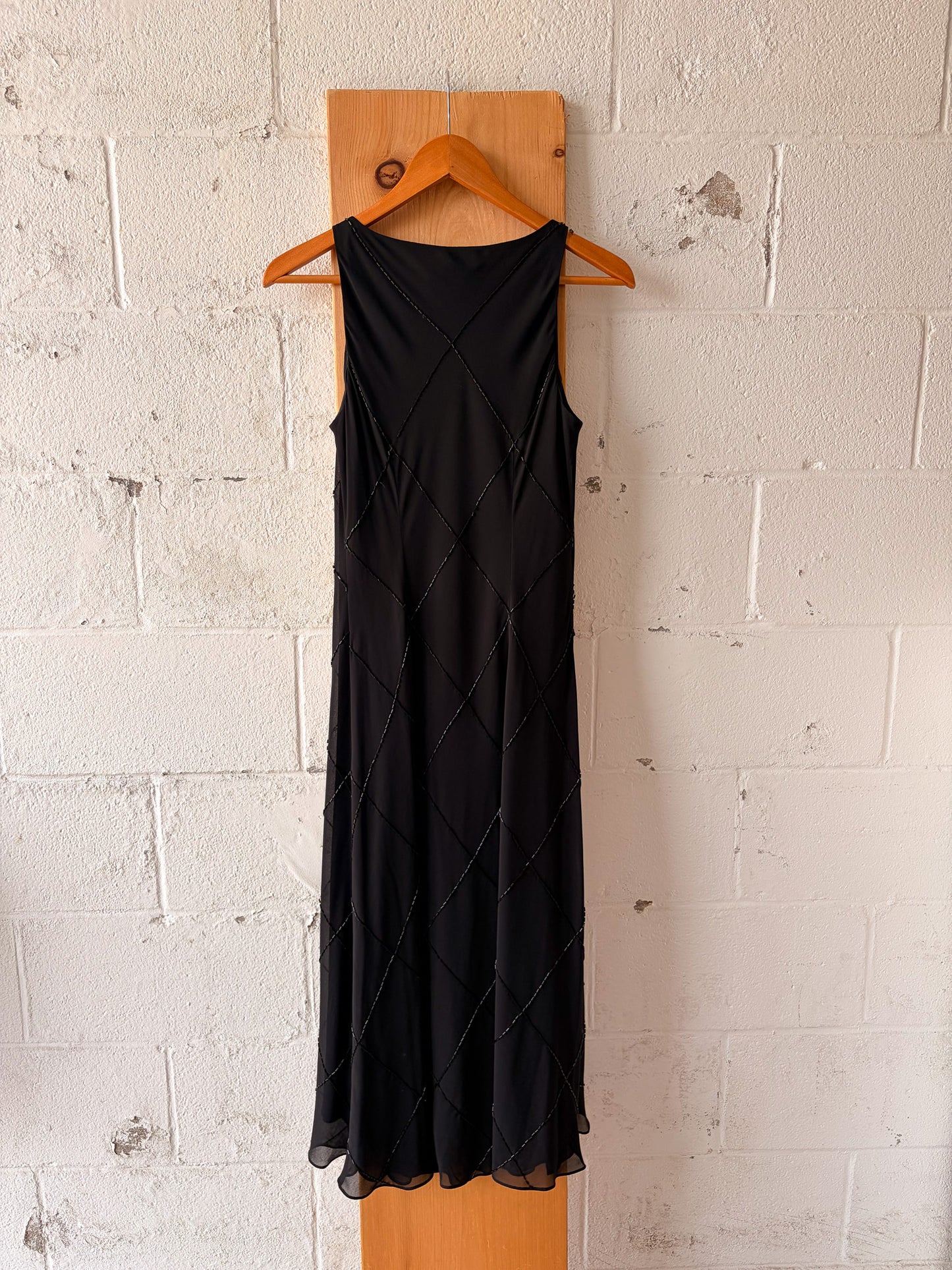 Vtg Beaded Black Dress : 12P