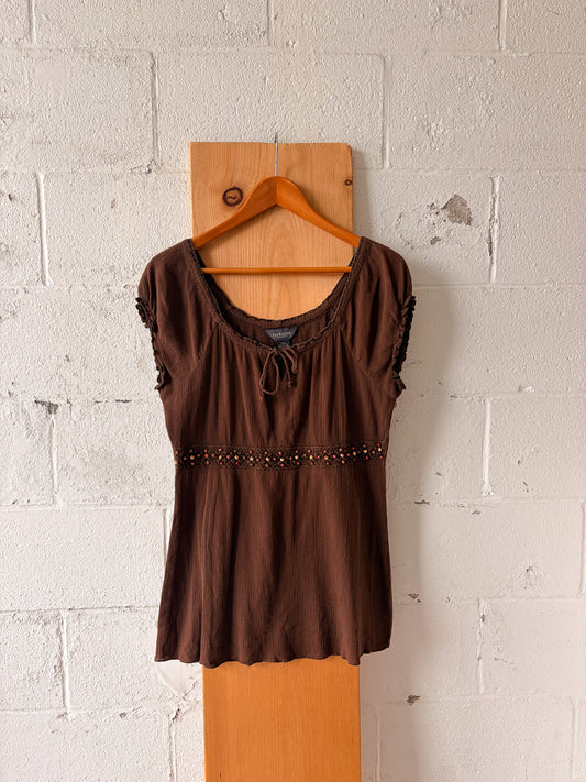 Brown Beaded Top : S/M