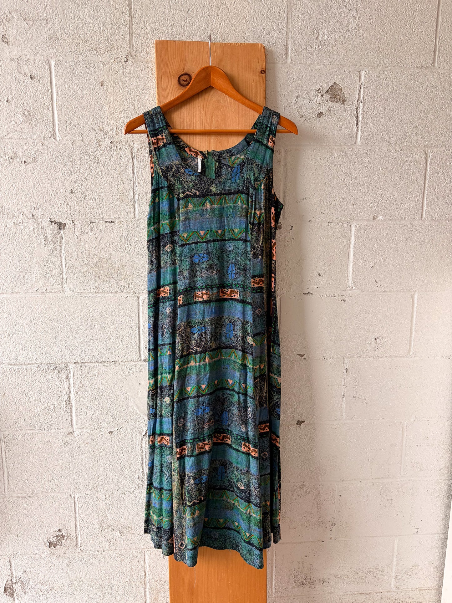 Patterned Turquoise Dress : M