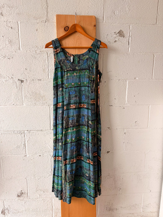 Patterned Turquoise Dress : M