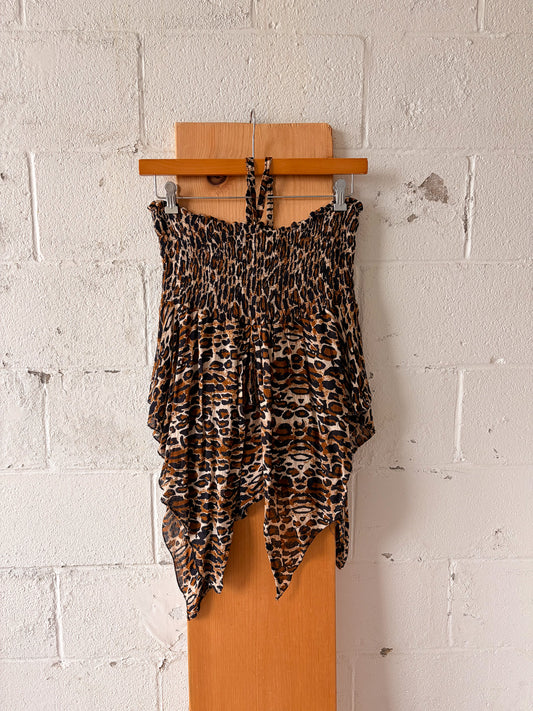 Asymmetrical Leopard Print Top : OS