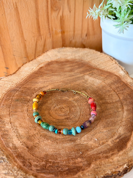 Rainbow Beaded Wire Bracelet