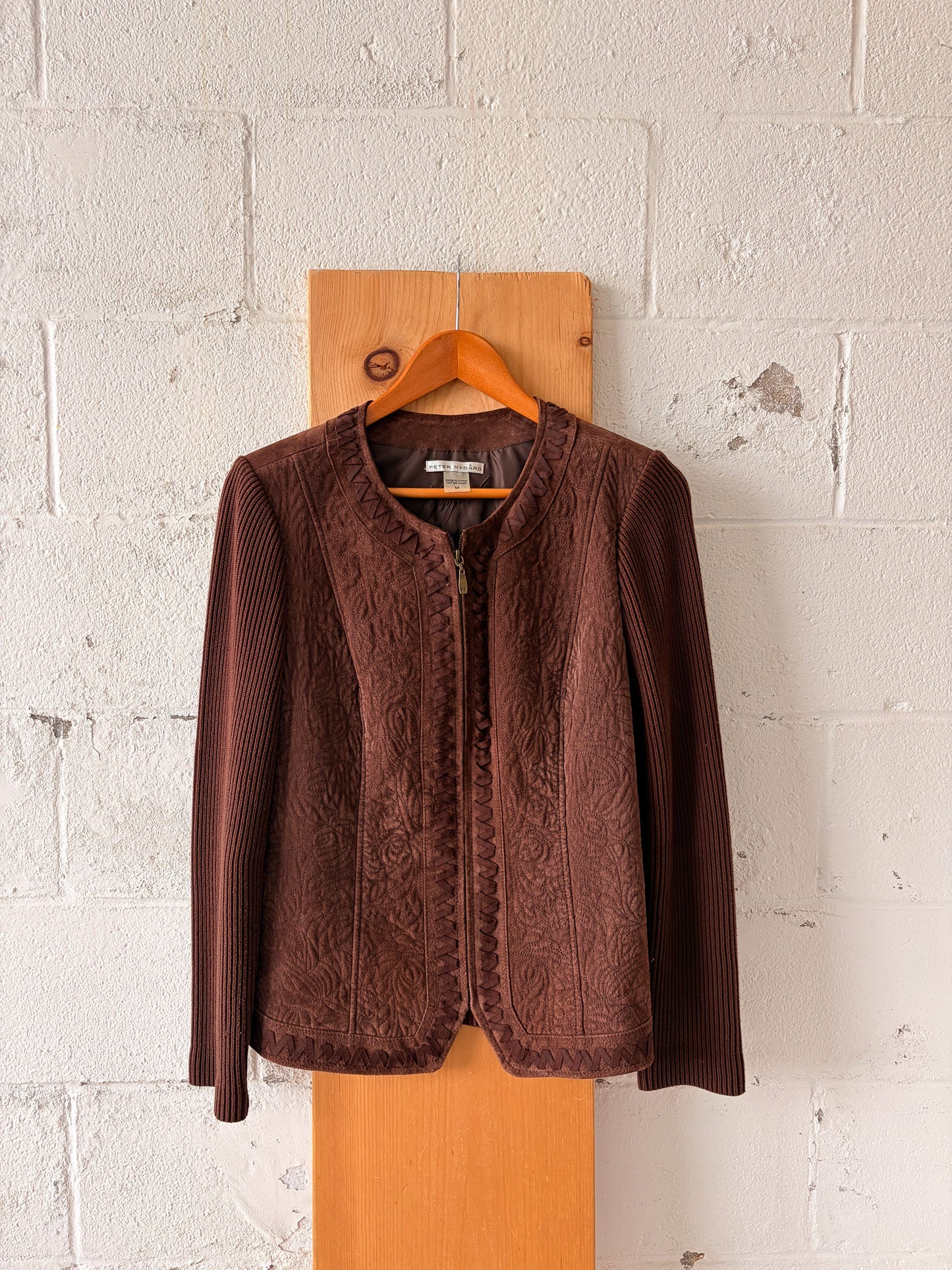Brown Suede Zip Up Jacket : M
