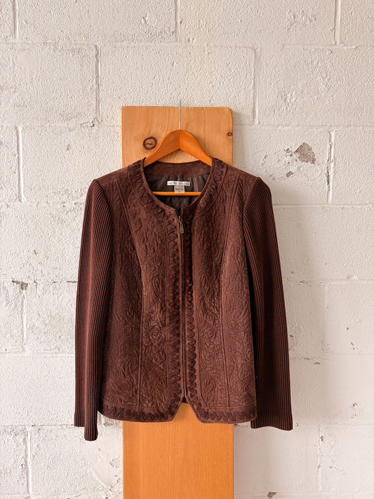 Brown Suede Zip Up Jacket : M