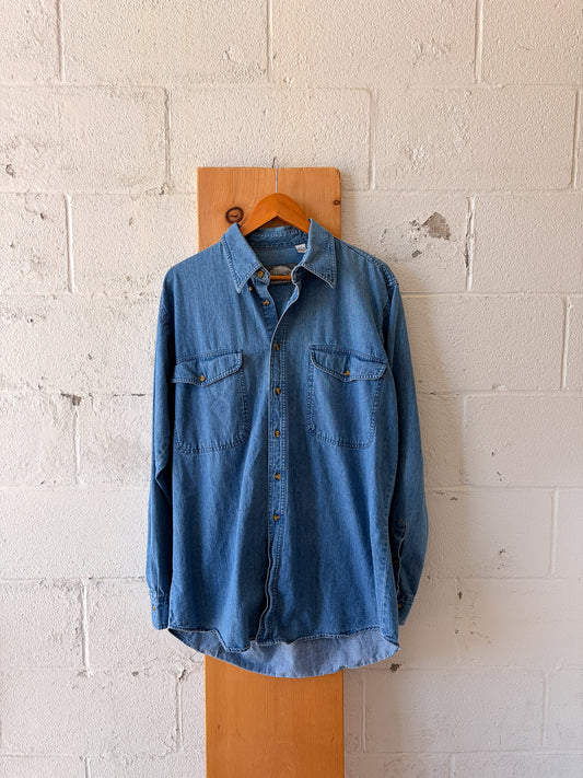 Vtg Denim Long Sleeve Button Up : LT